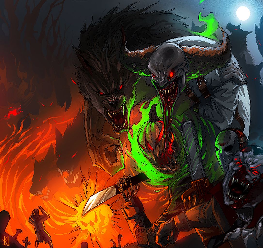 Mostri Halloween con coltello, 1085x1024 HD, Desktop