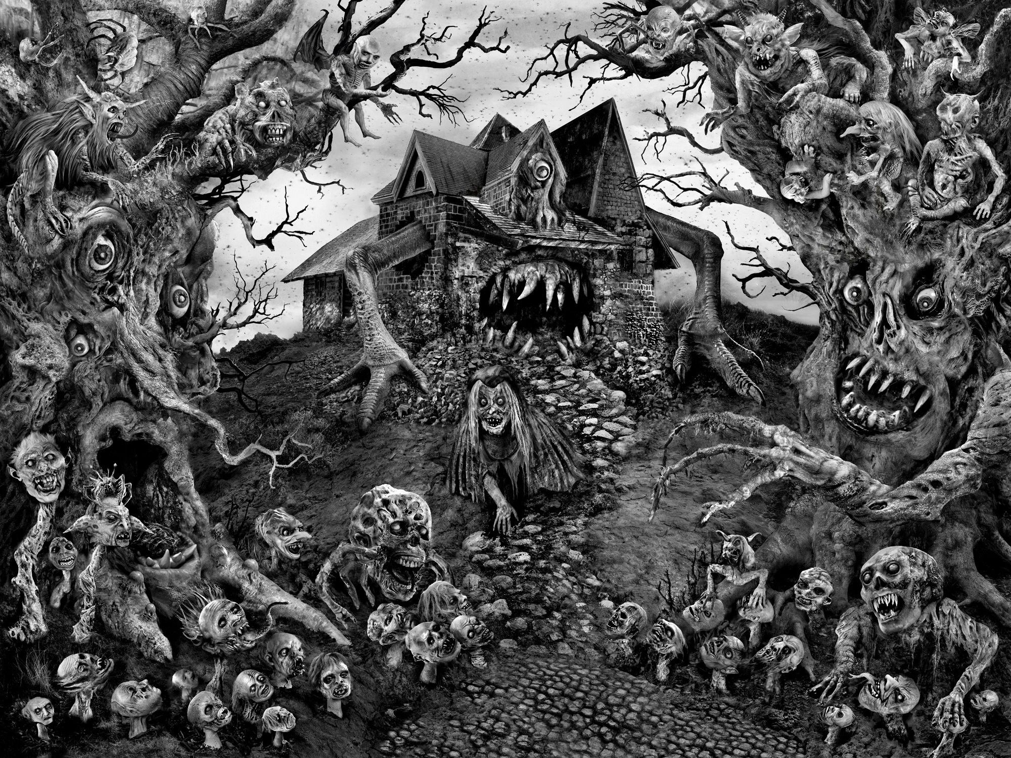 Casa infestata con mostri di Halloween, 2000x1500 2K, Laptop