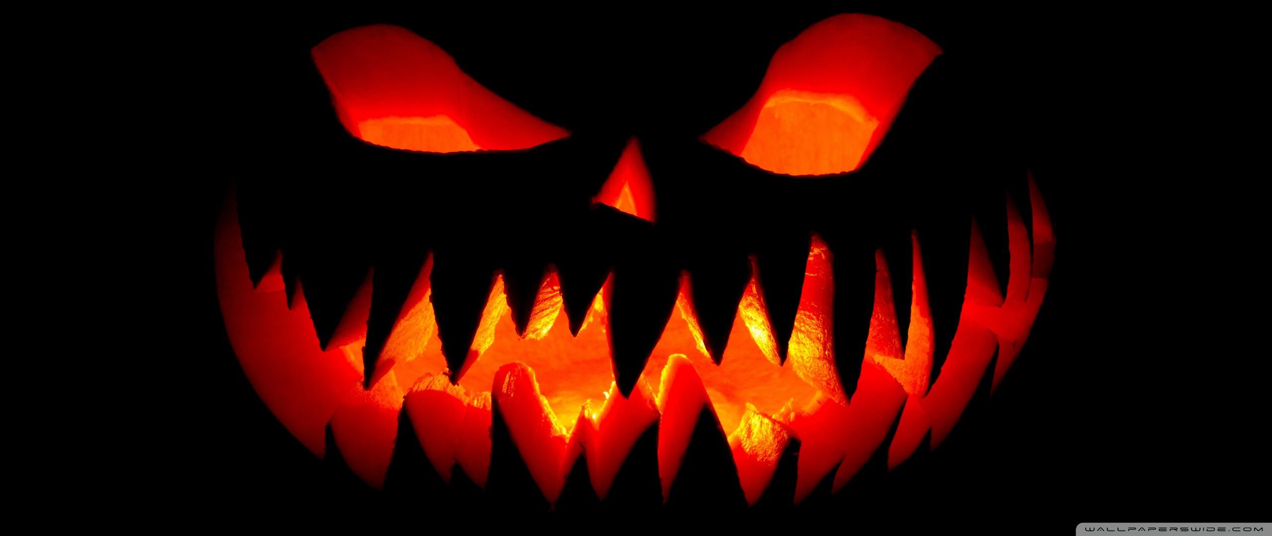 Zucca di Halloween spaventosa arancione, 2560x1080 Panoramico, Dual Screen