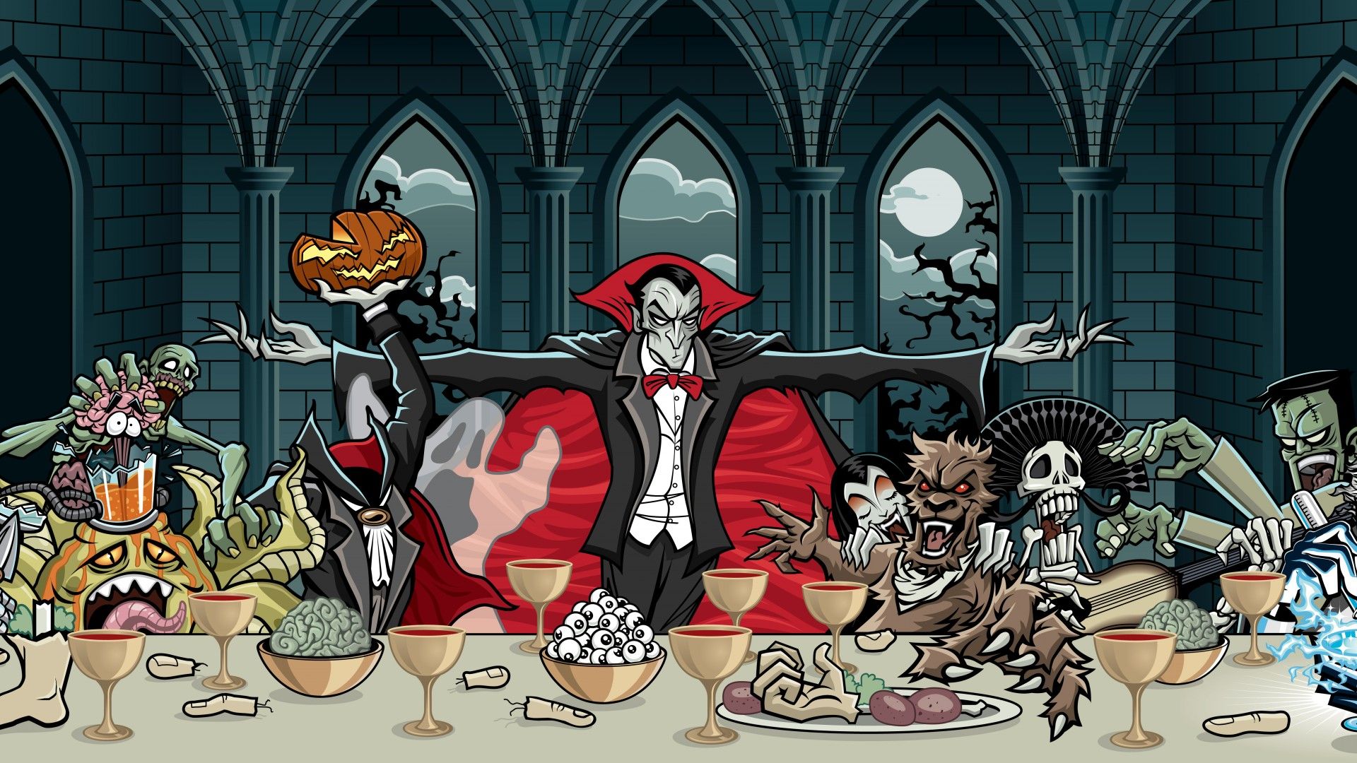 Mostri di Halloween a cena, 1920x1080 1080p, PC