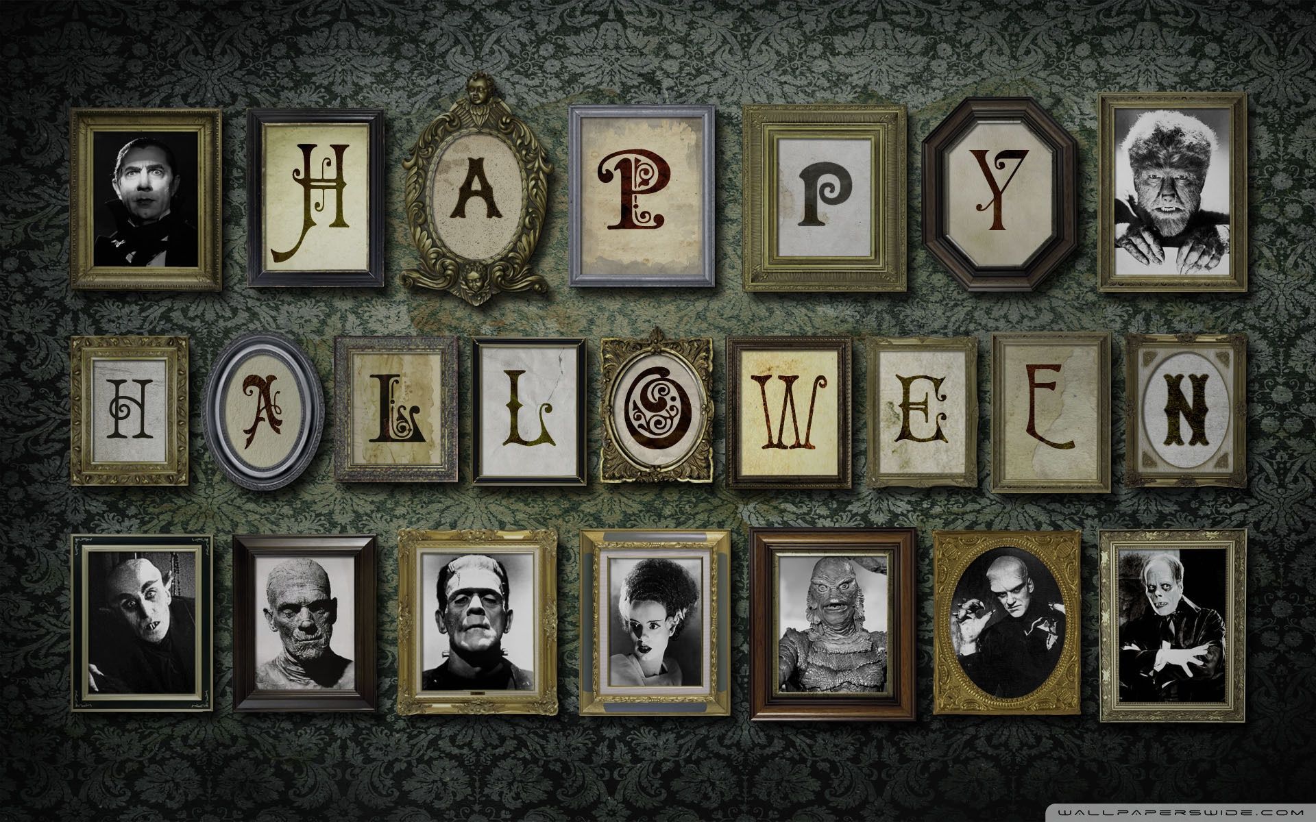 Cornici mostri Halloween vintage, 1920x1200 WUXGA, Laptop