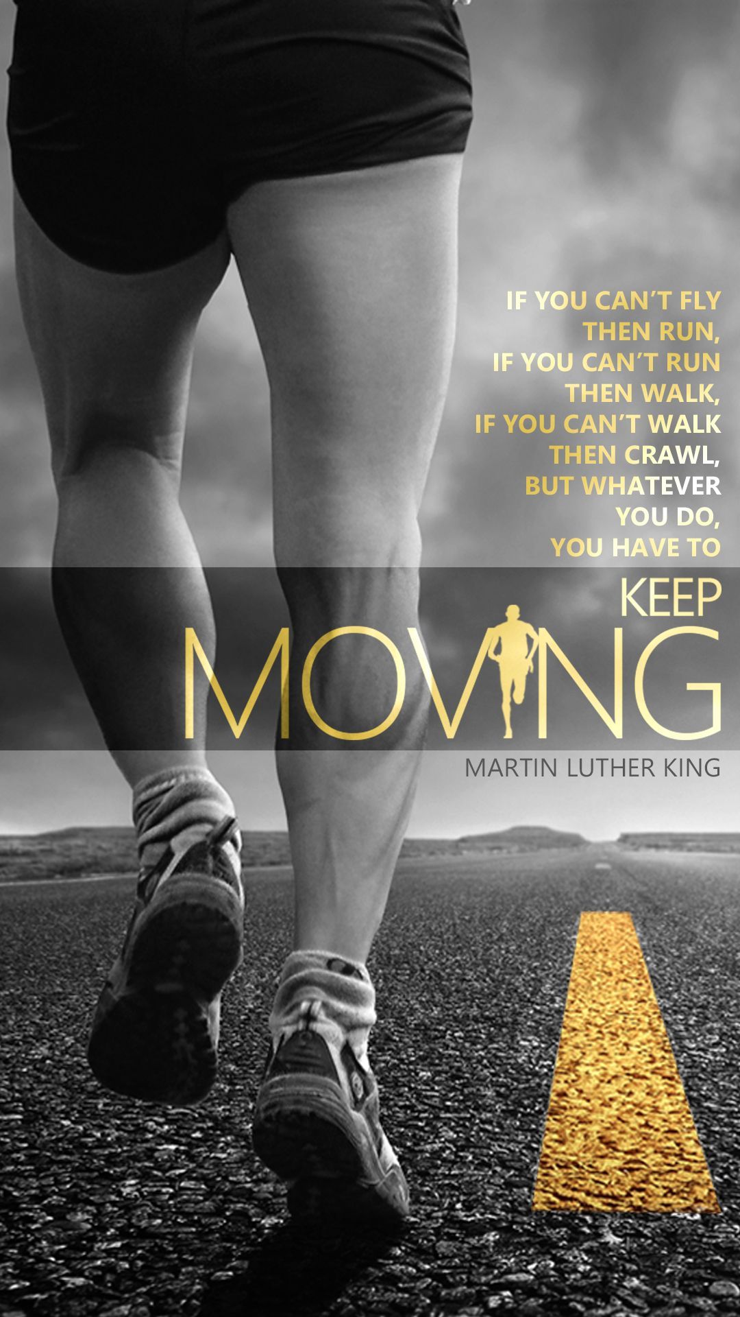 Corridore su strada, citazione motivazionale, 1080x1920 Verticale, Telefono