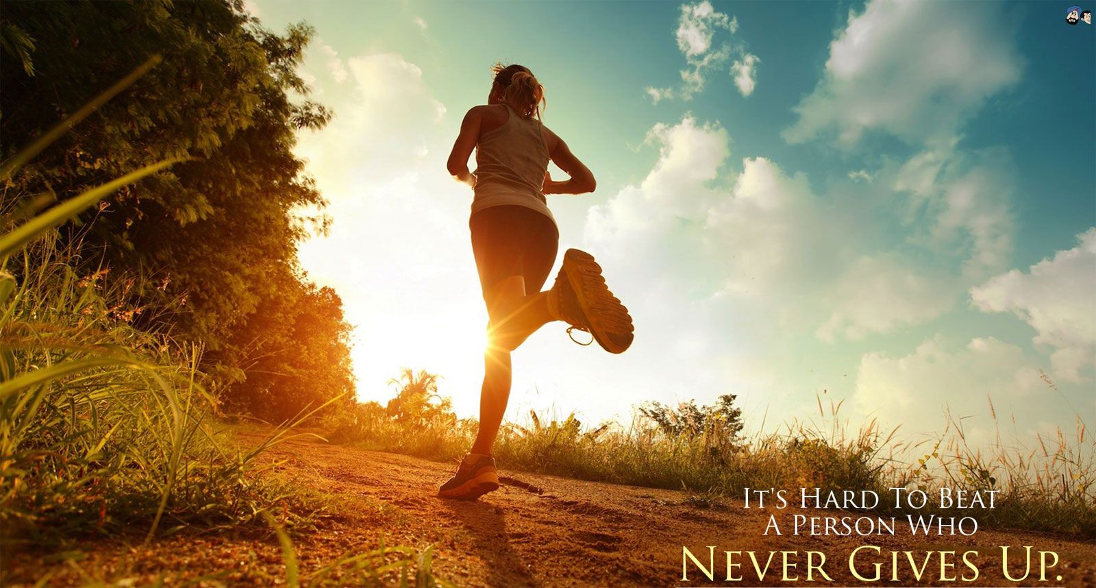 Corridore su sentiero al tramonto, 1600x858 HD Ready, PC Desktop