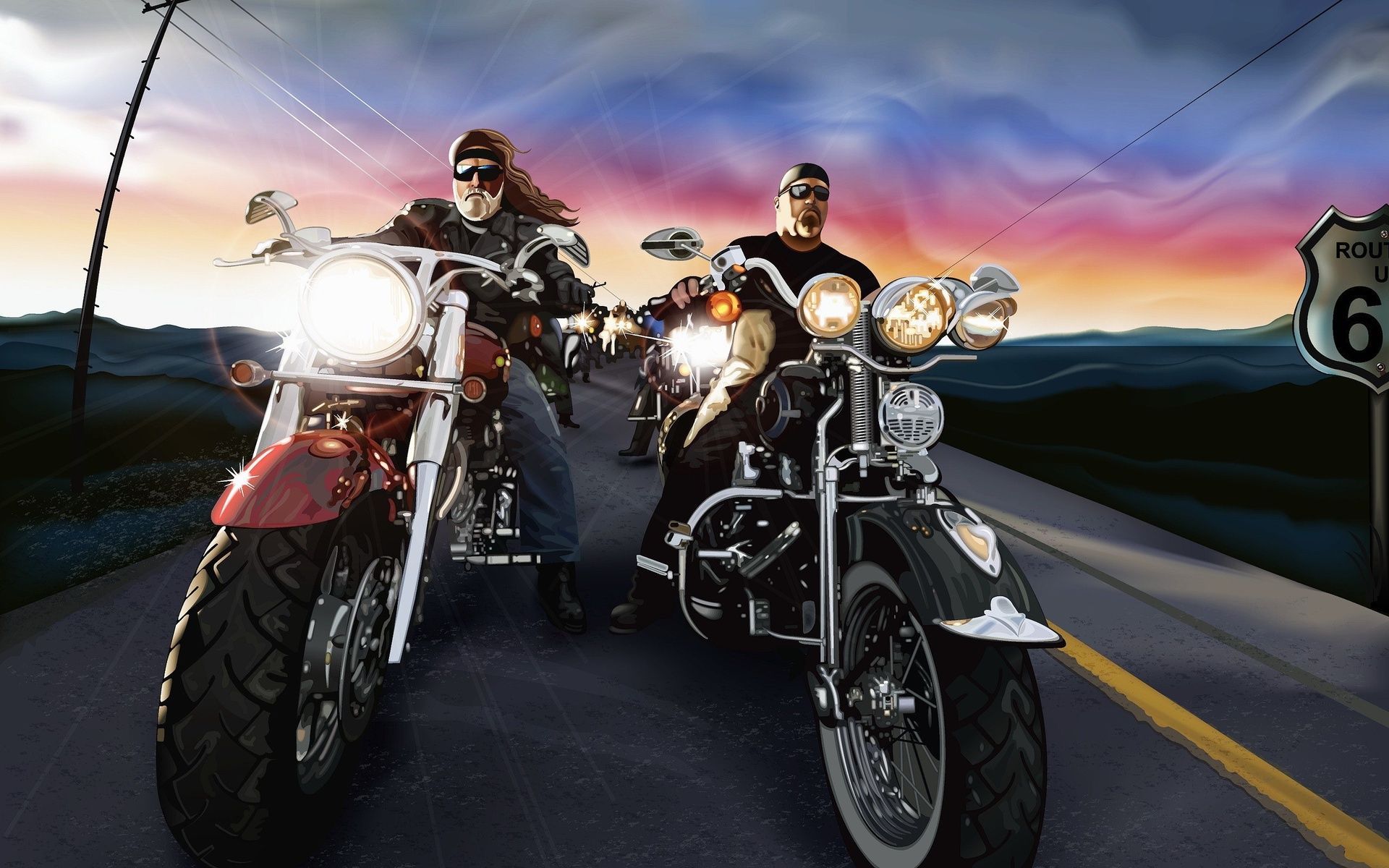 Motociclisti su moto stile custom, 1920x1200 Full HD+ WUXGA, Desktop