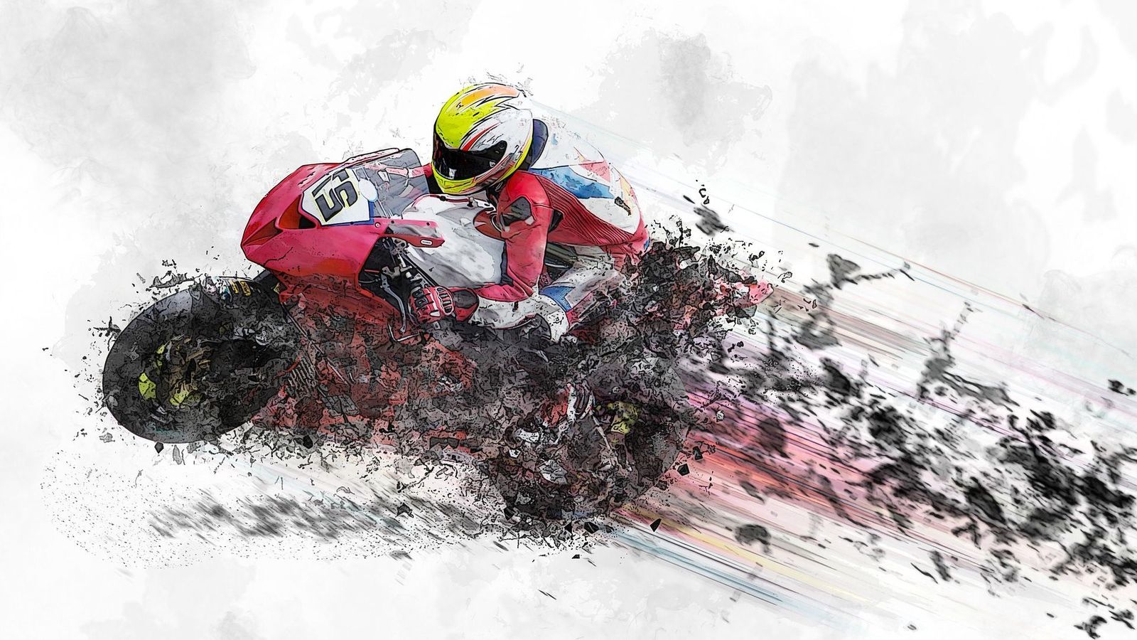 Moto sportiva rosa stile artistico, 1600x900 HD, PC