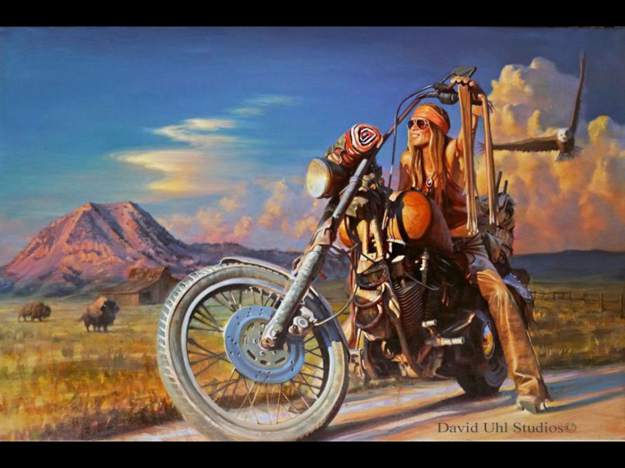 Biker su chopper deserto, 2048x1536 2K, Desktop