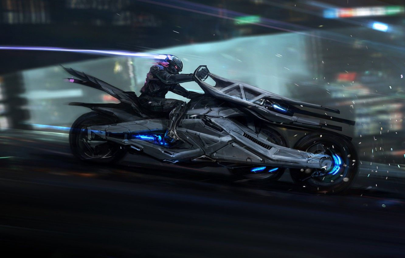 Moto futuristica con pilota, 1332x850 720p, PC