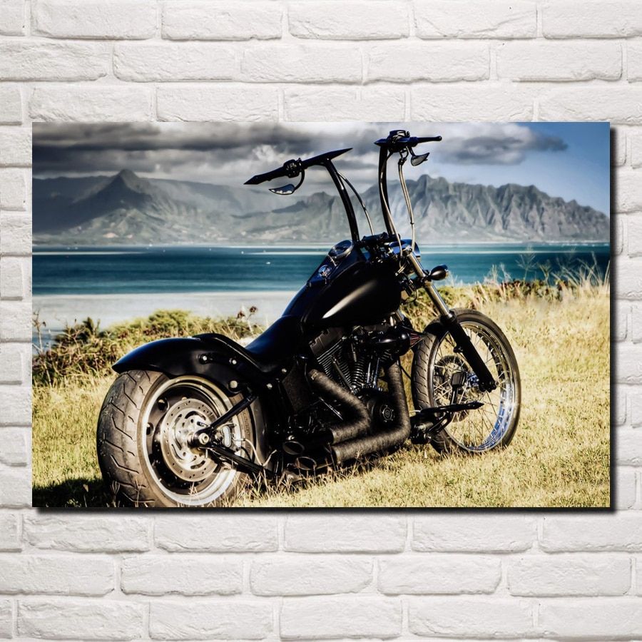 Moto chopper nera al mare, 900x900 HD, Laptop