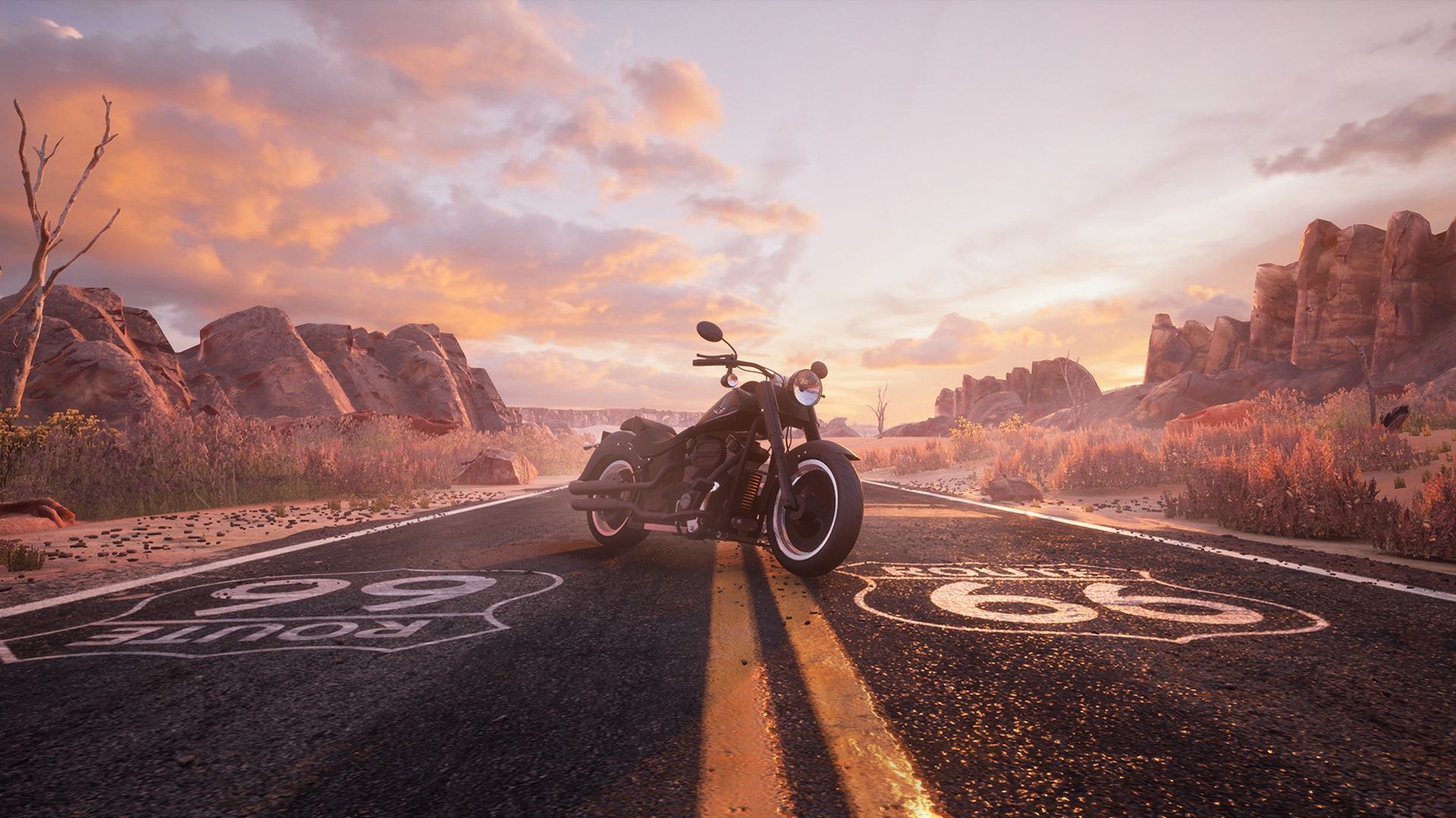 Moto su Route 66 deserto, 1920x1080 1080p, Desktop