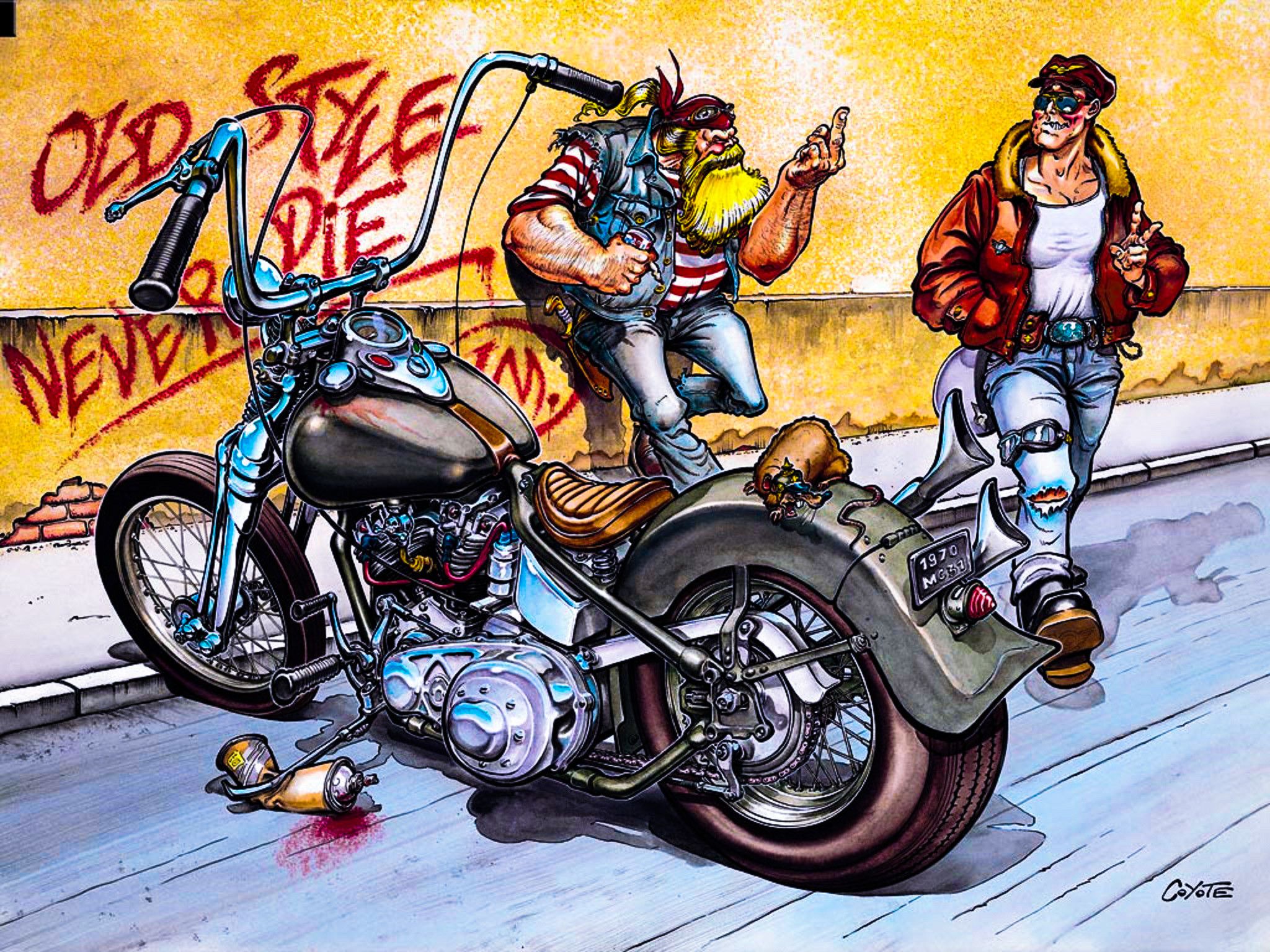Motociclisti fumetto stile chopper, 2048x1536 2K, Desktop