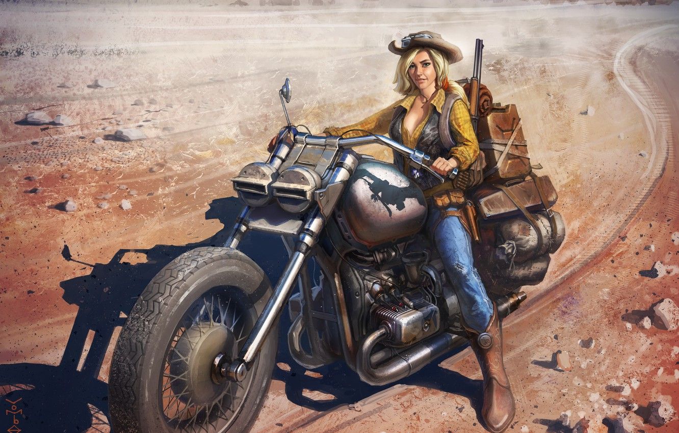 Ragazza cappello moto deserto, 1332x850 720p, Laptop