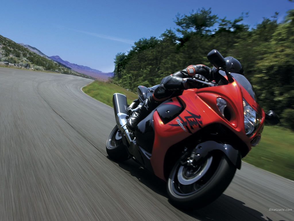 Moto sportiva rossa Suzuki Hayabusa, 1024x768 HD, PC