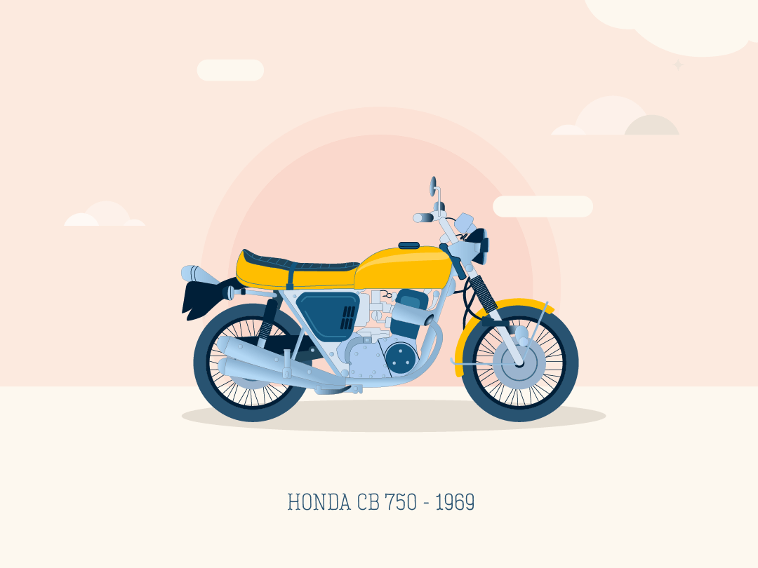 Honda CB 750 illustrazione vintage, 1080x810 HD, Desktop