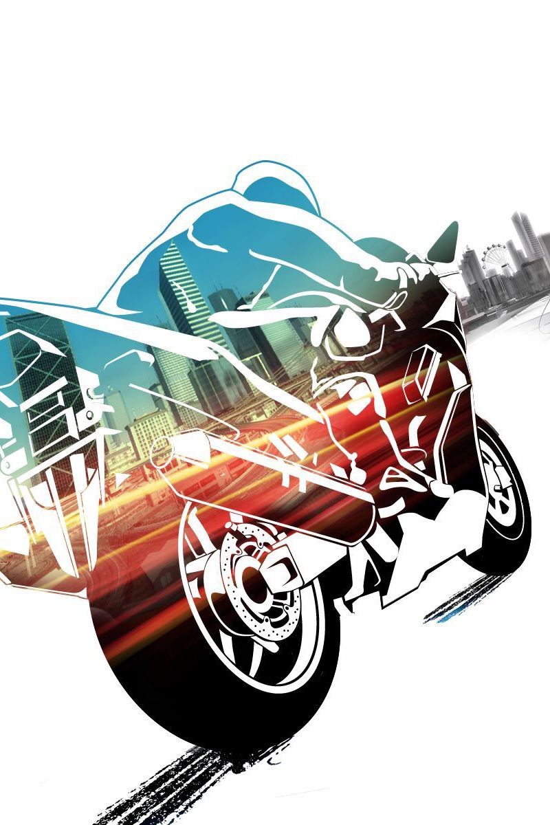 Moto stilizzata skyline urbano, 800x1200 Full HD Verticale, iPhone