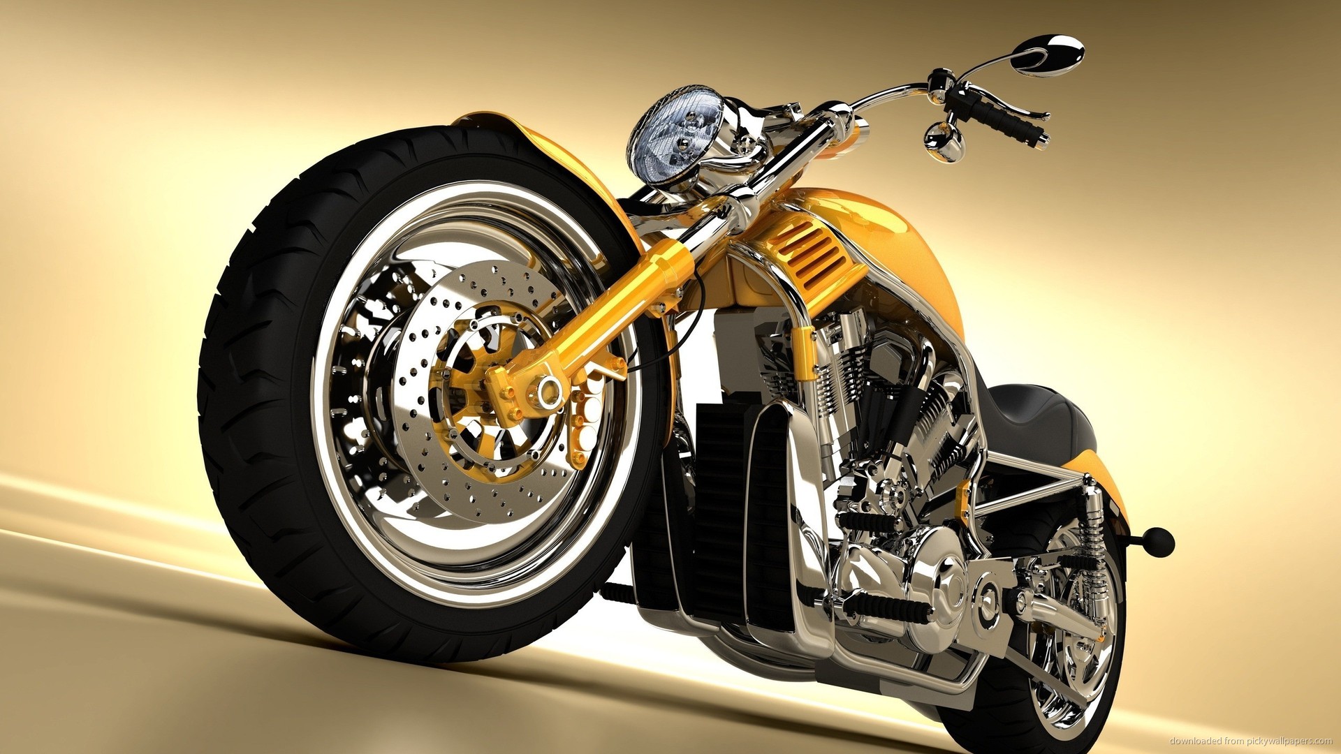 Moto custom gialla cromata, 1920x1080 1080p, Desktop