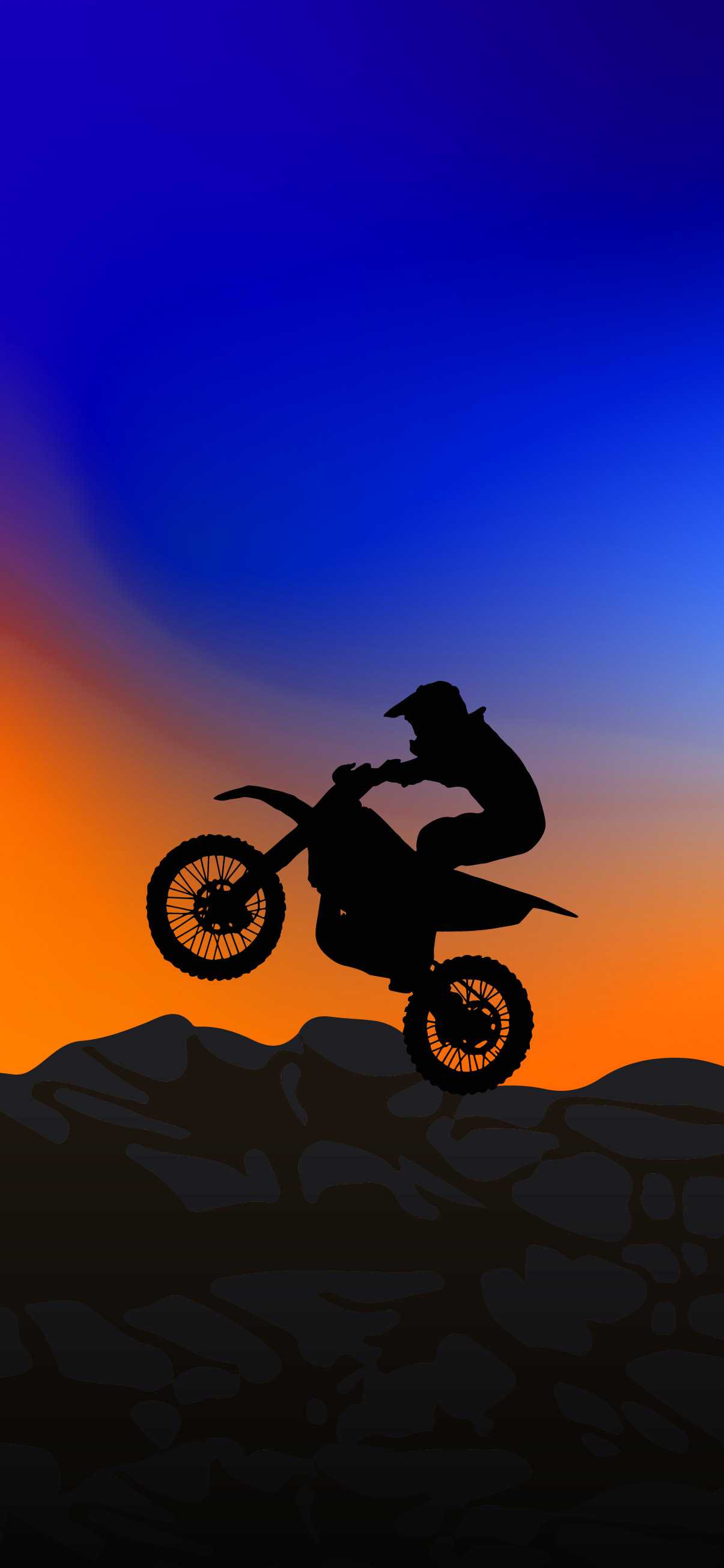 Silhouette moto da cross tramonto, 1205x2609 Verticale, Telefono