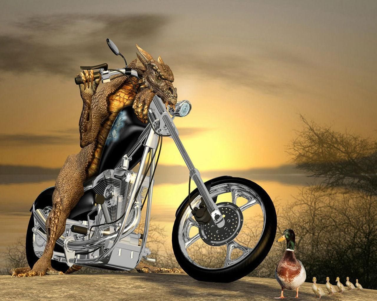 Drago su moto chopper, 1280x1024 HD, ROG Asus Laptop