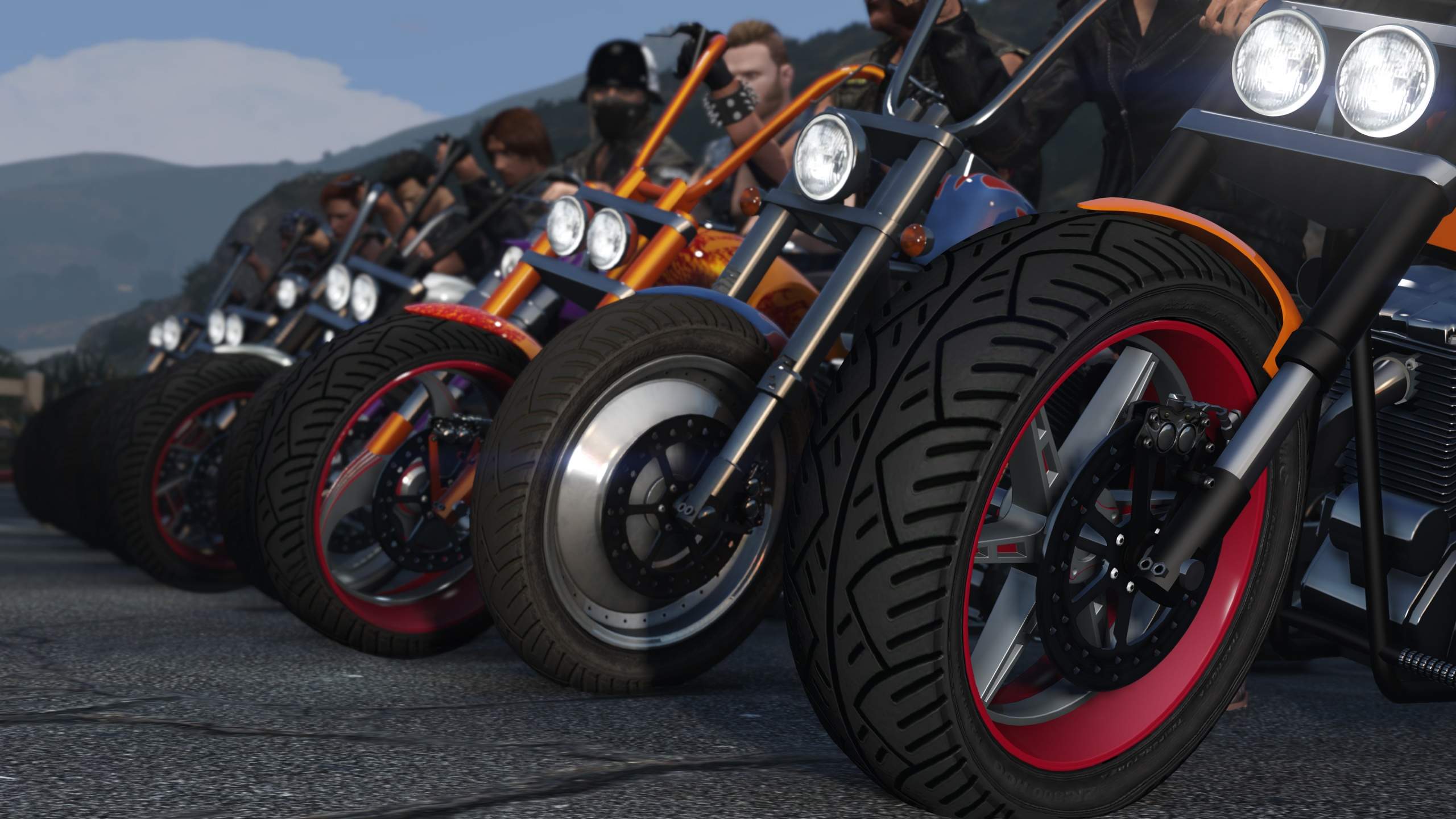 Fila di moto chopper, 2560x1440 2K, Desktop