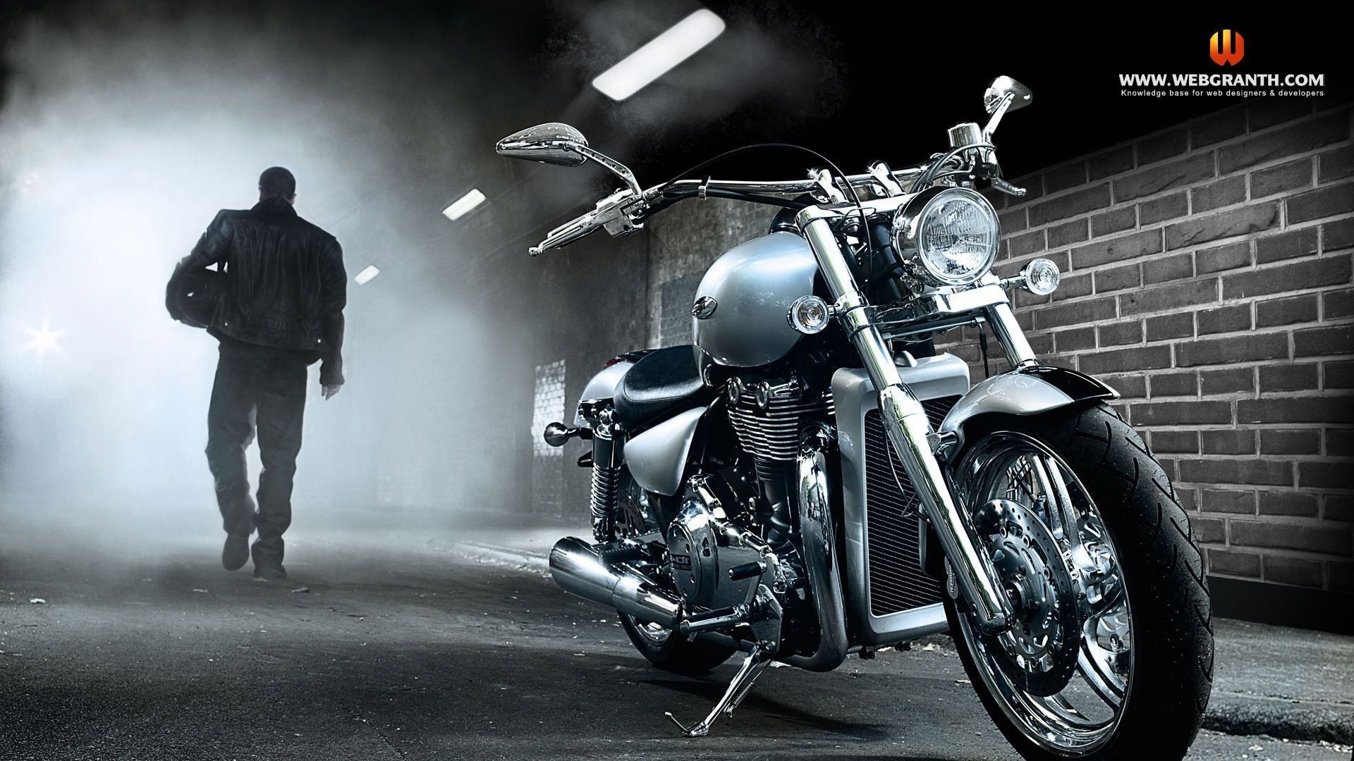 Motociclista con moto cromata, 1920x1080 1080p, Desktop