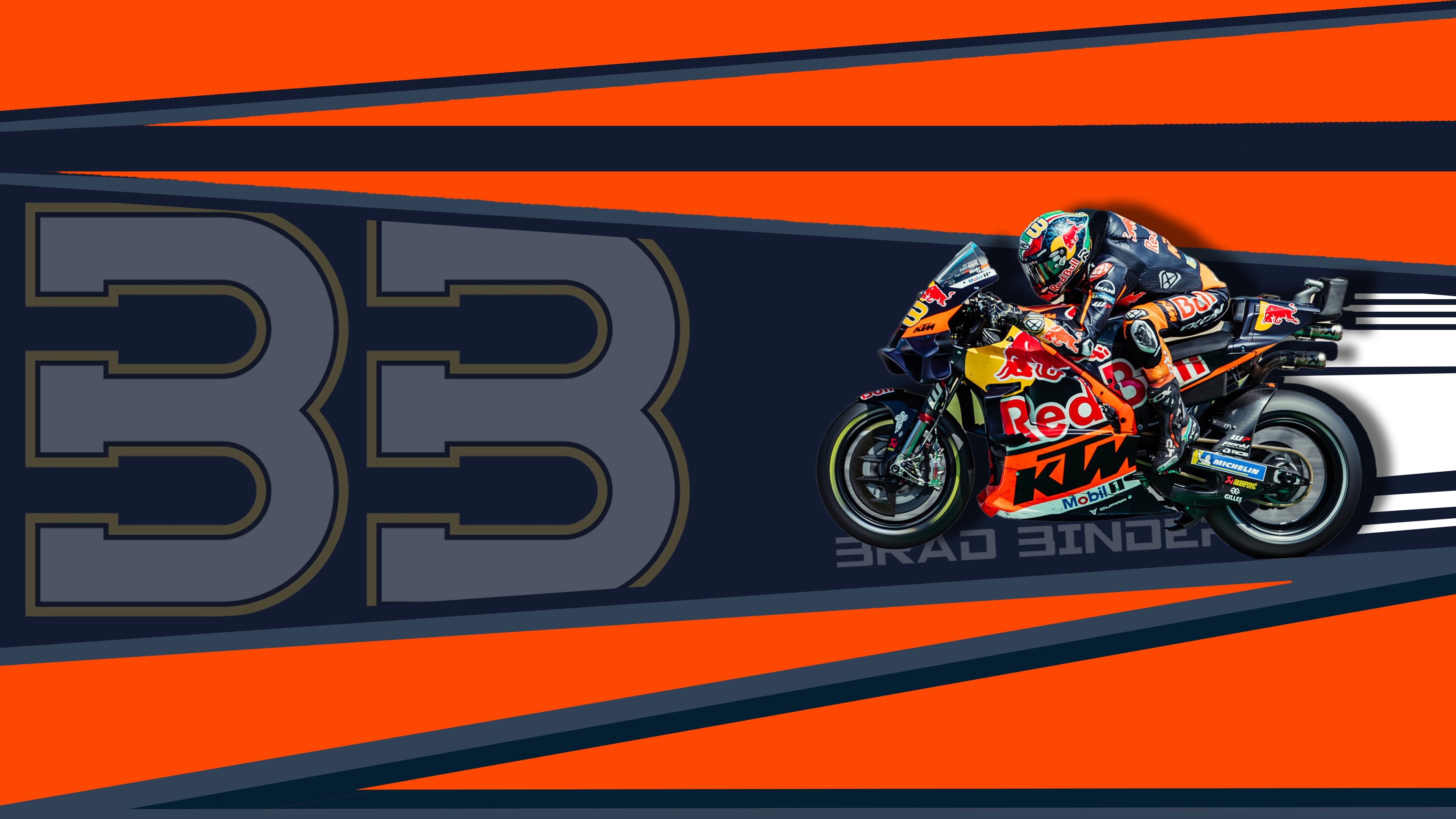 Brad Binder moto Red Bull KTM, 3840x2160 UHD, Monitor 4K