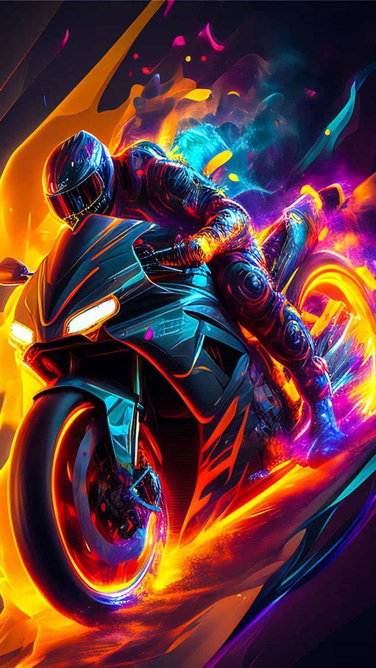 Pilota moto sportiva neon, 736x1308 Full HD Verticale, Smartphone