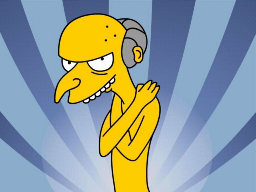 Mr. Burns Simpson sfondo giallo, serie animata, 1080x1920 Verticale, Telefono