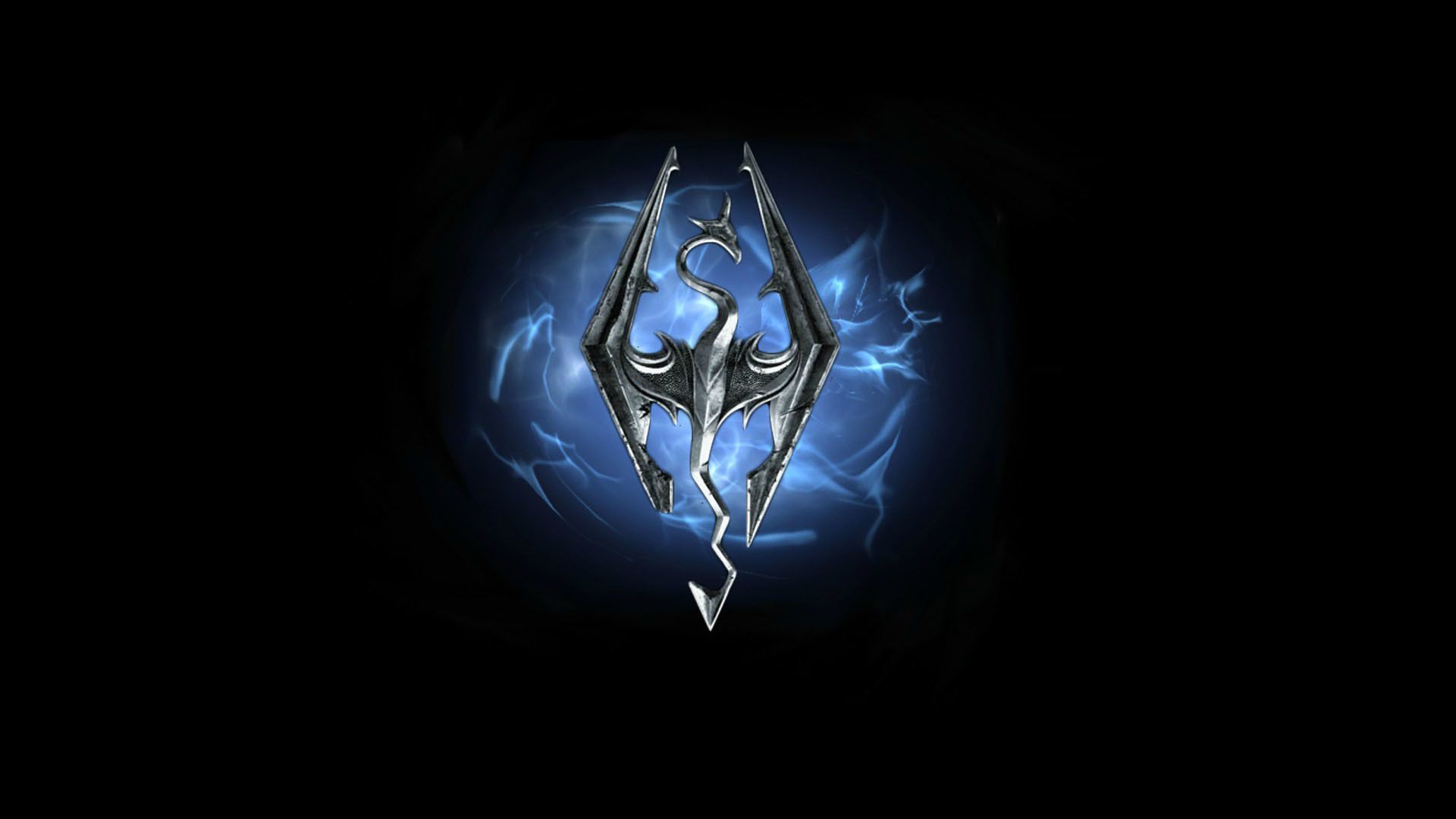 Logo Skyrim drago blu, The Elder Scrolls, 1920x1080 Full HD, Desktop
