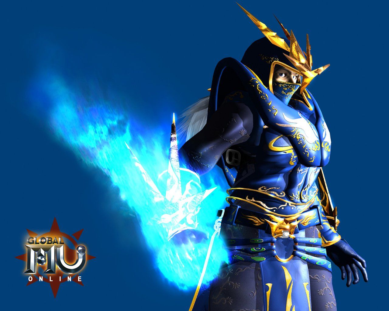 Personaggio Mu Online con magia blu, 1280x1024 720p, PC