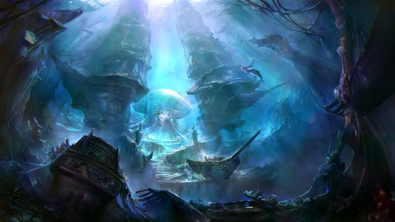 Rovine antiche fantasy blu, 1280x720 HD, Desktop