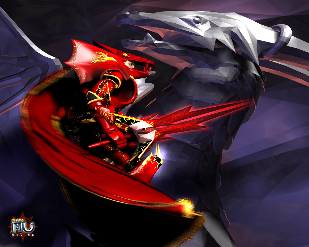 Guerriero rosso su drago fantasy, 1280x1024 HD, Desktop