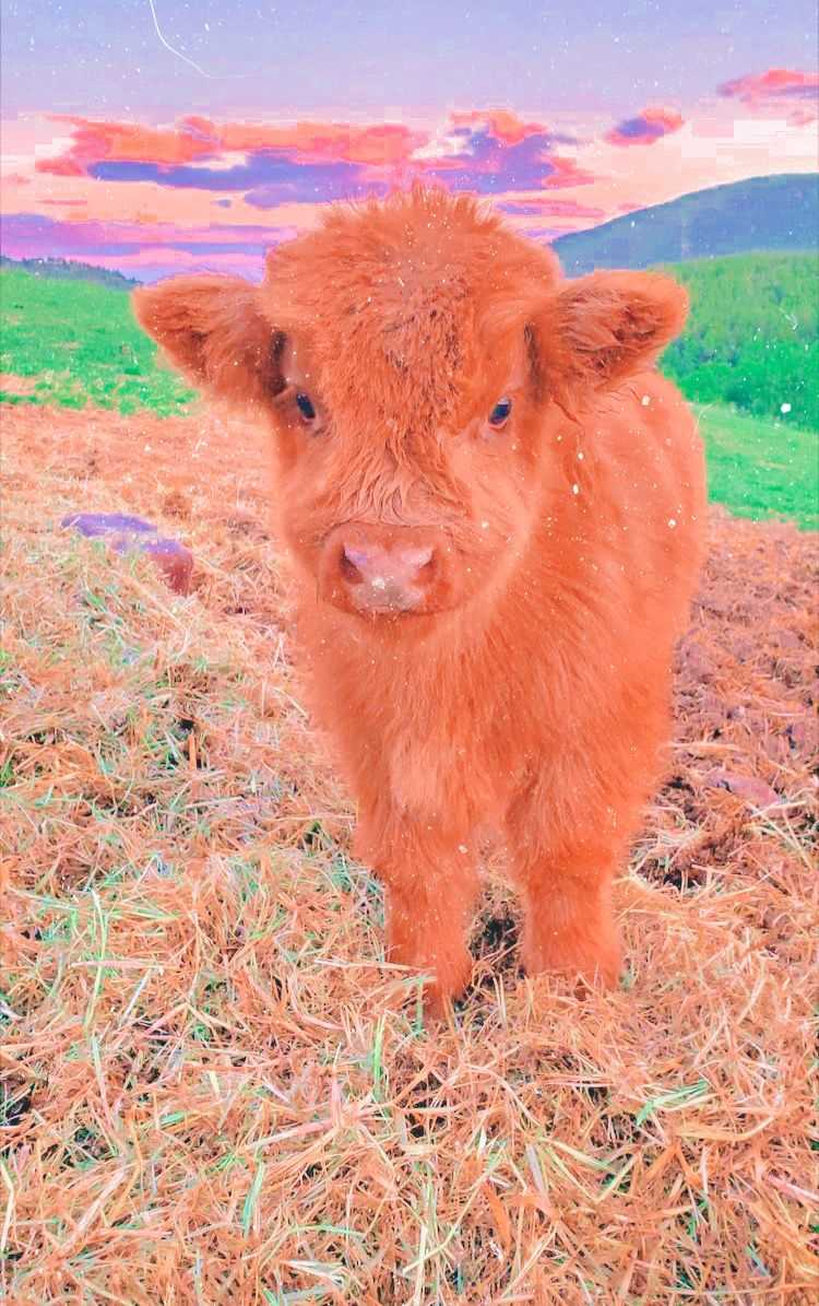 Mucca highland pelosa arancione, 750x1195 Verticale, Mobile