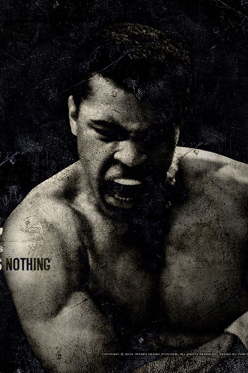 Muhammad Ali pugile bianco e nero, 800x1200 Full HD Verticale, iPhone Pro
