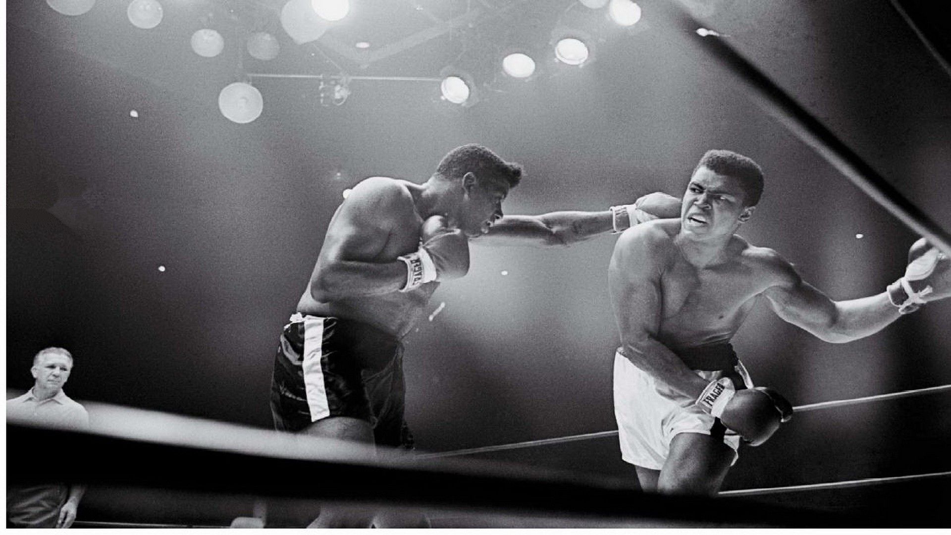 Muhammad Ali incontro di boxe bianco e nero, pugile, 1920x1080 Full HD, Laptop
