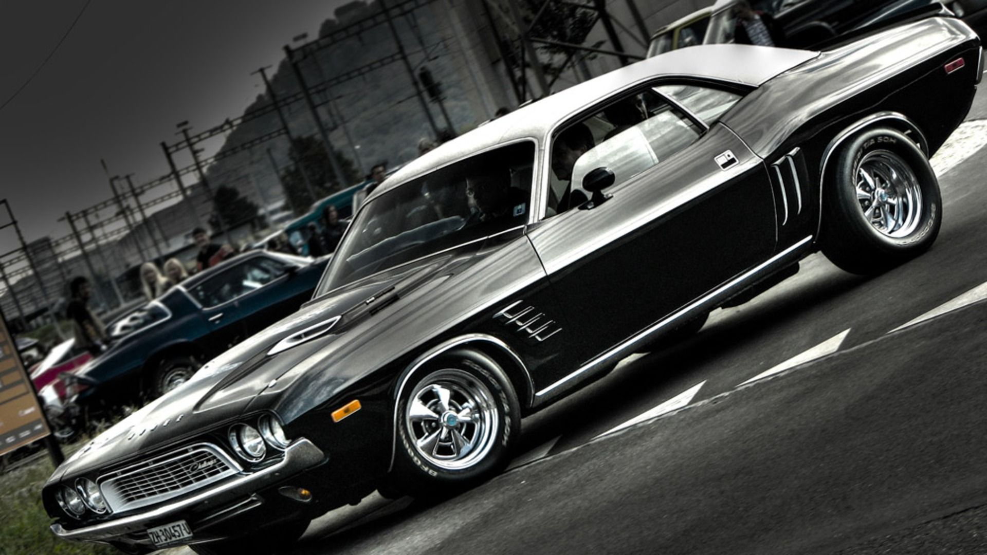 Muscle car classica nero-bianco, 1920x1080 1080p, PC Desktop