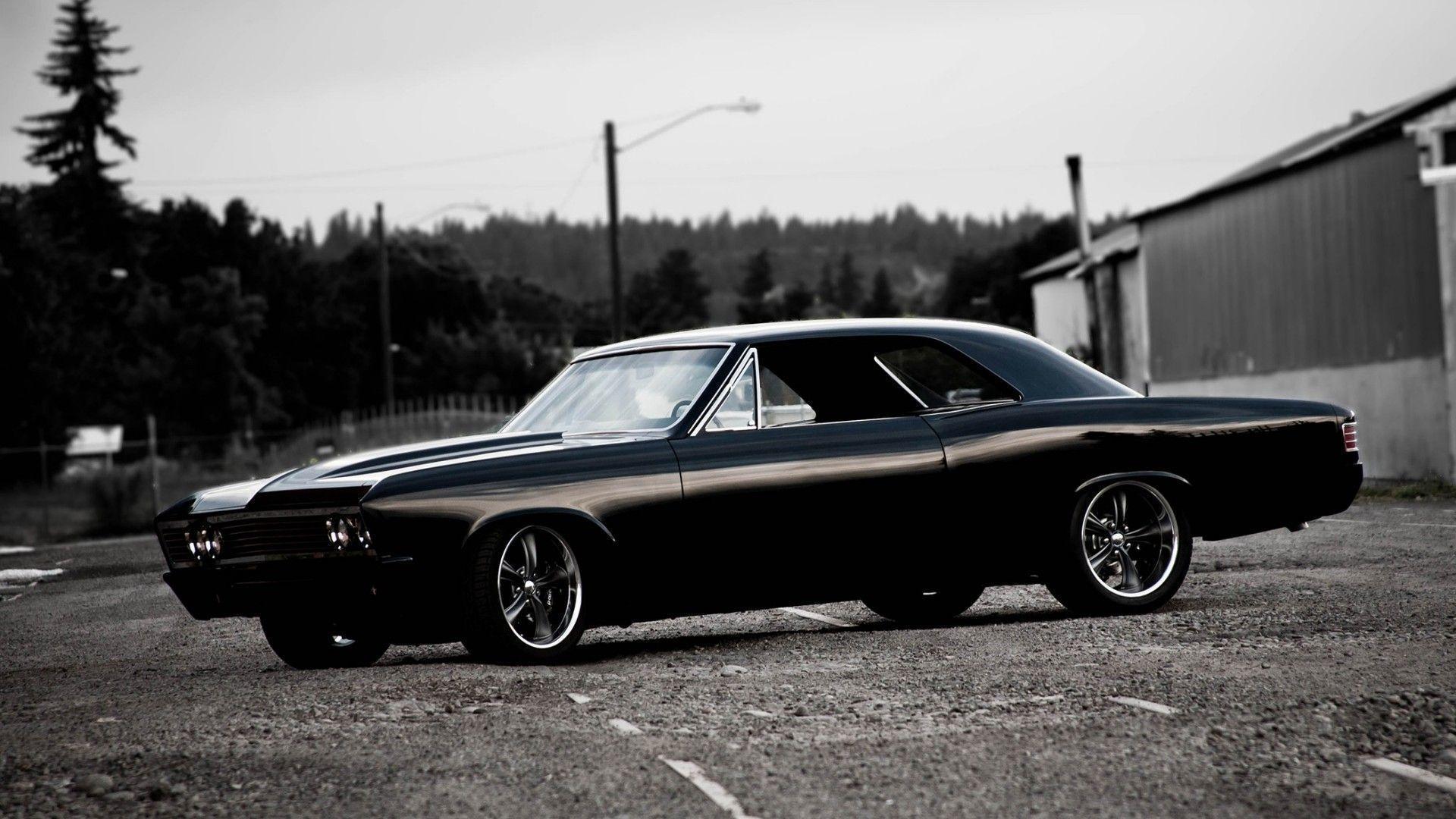Muscle car nera classica, 1920x1080 Full HD, PC