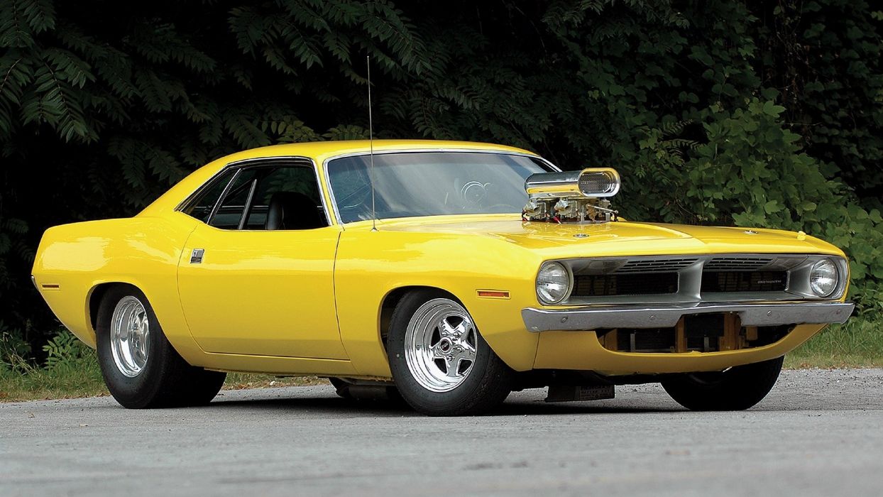 Plymouth Barracuda gialla hot rod, 1244x700 HD, PC