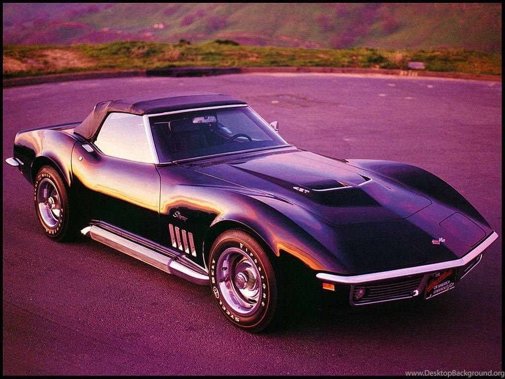 Corvette nera decappottabile classica, 1024x768 HD, Desktop