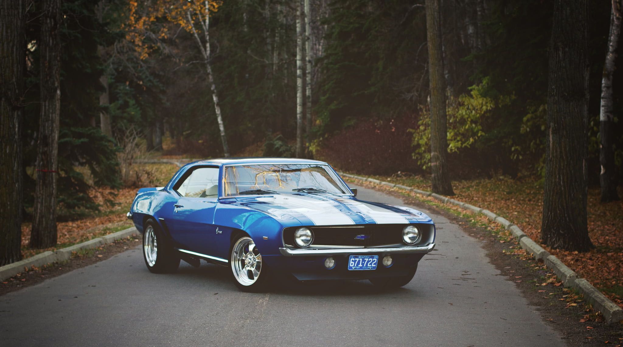 Camaro blu muscle car classica, 2048x1141 2K, iMac