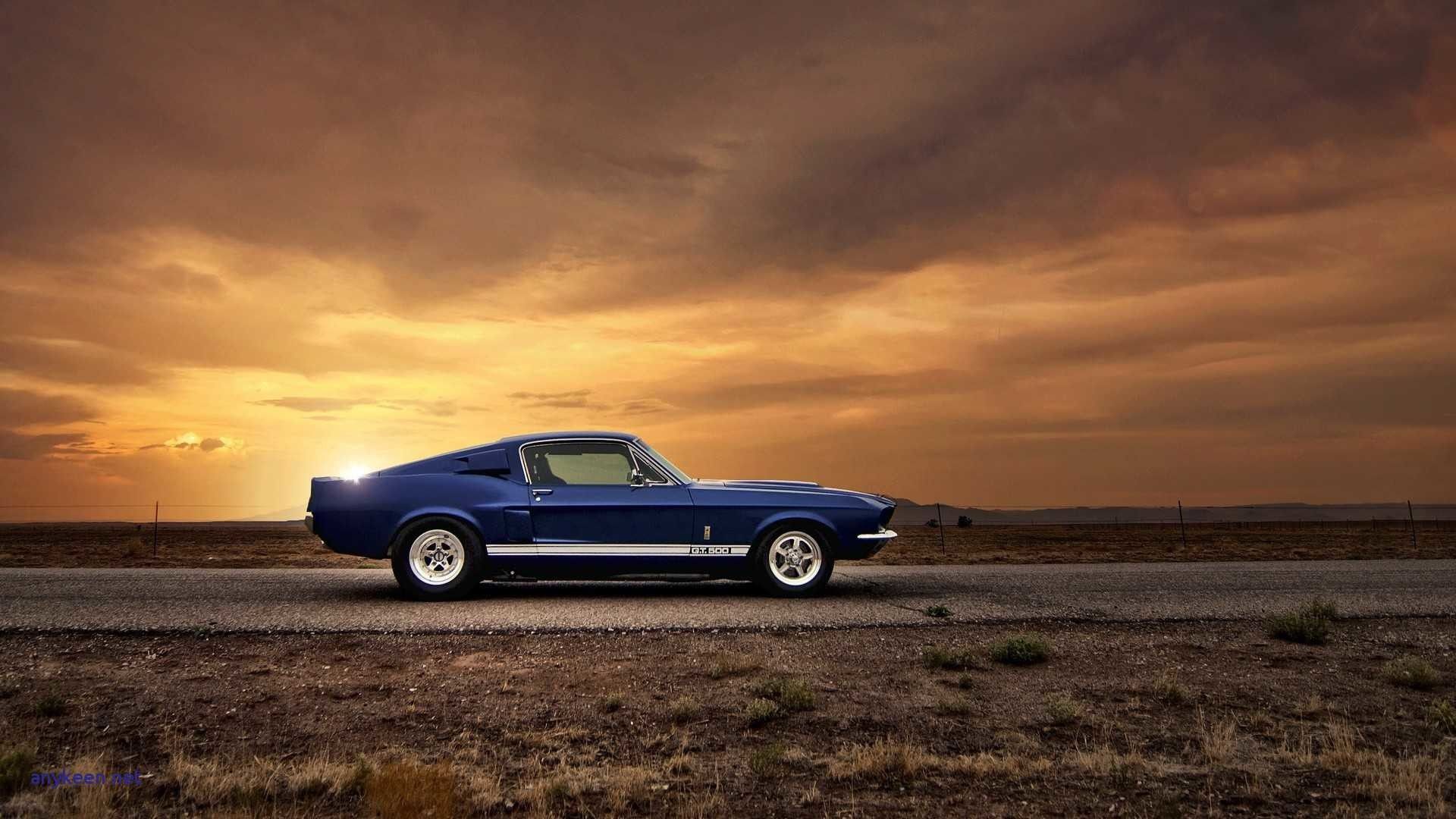 Ford Mustang blu al tramonto, muscle car, 1920x1080 1080p, Desktop