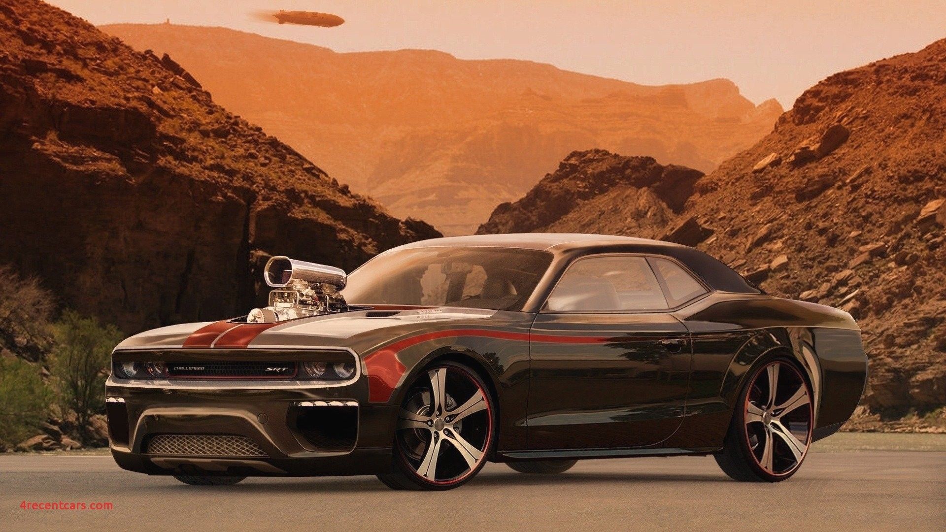 Muscle car nero modificato deserto, 1920x1080 1080p, Desktop