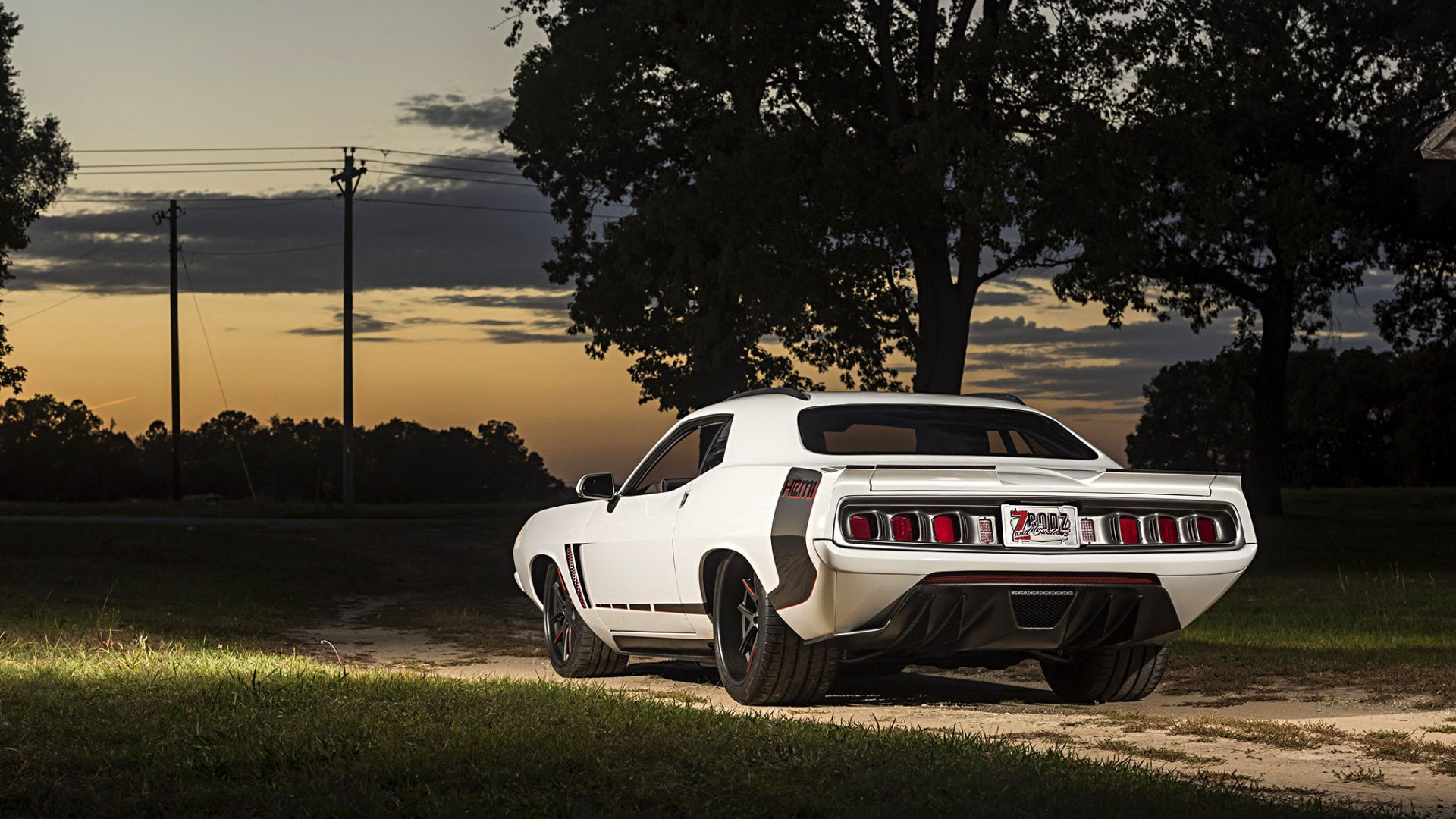 Plymouth Barracuda bianca al tramonto, 1920x1080 Full HD 1080p, PC