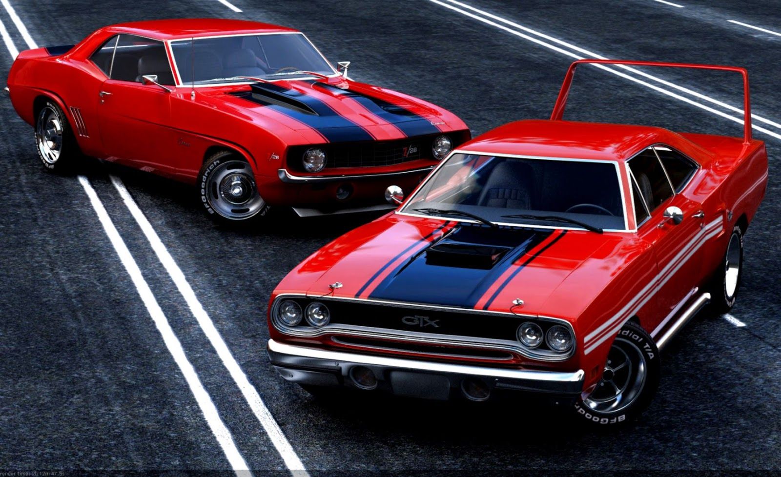 Muscle car rossa Camaro classica, 1600x978 HD, Desktop