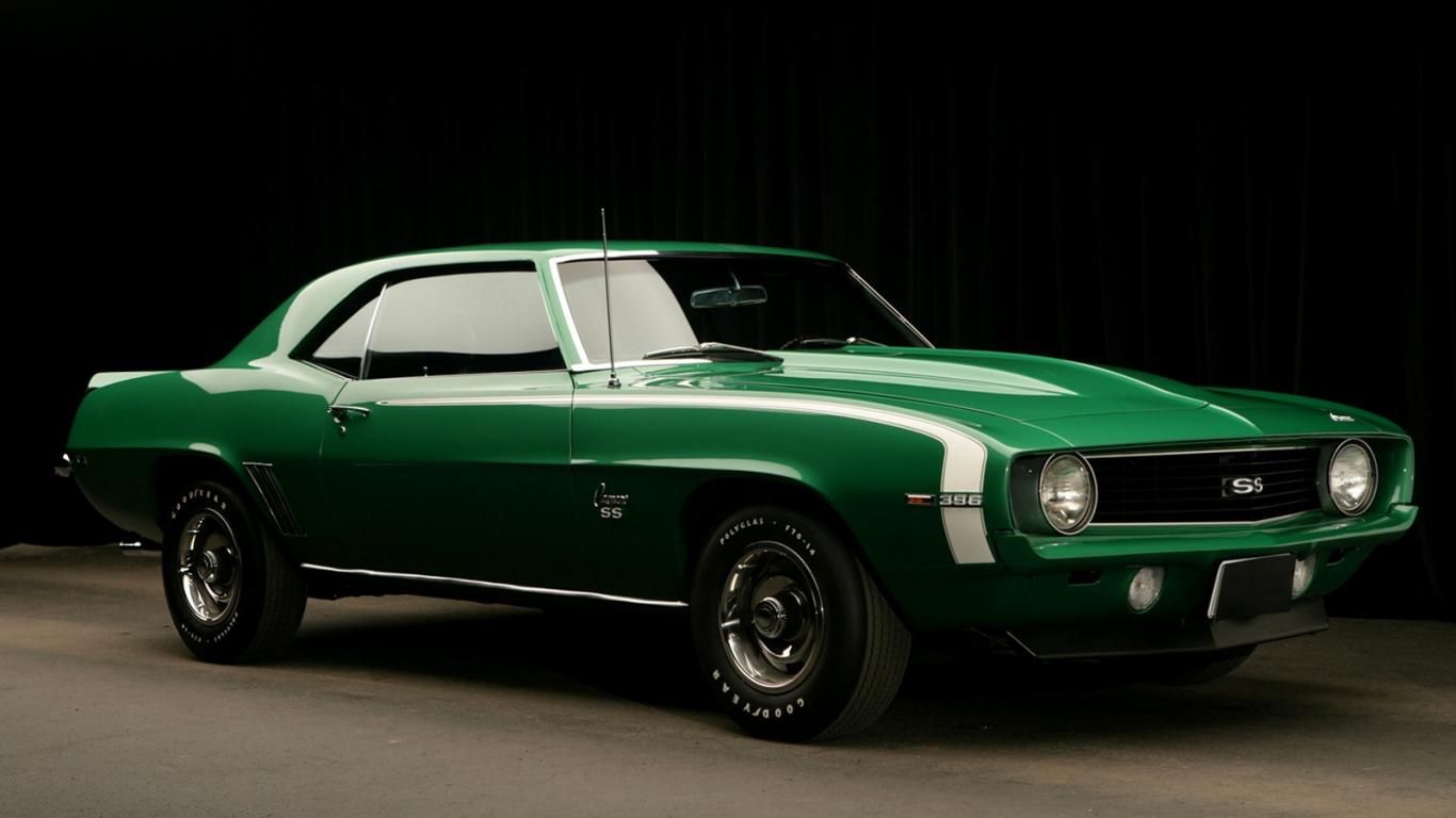Camaro verde vintage, 1366x768 HD, Desktop