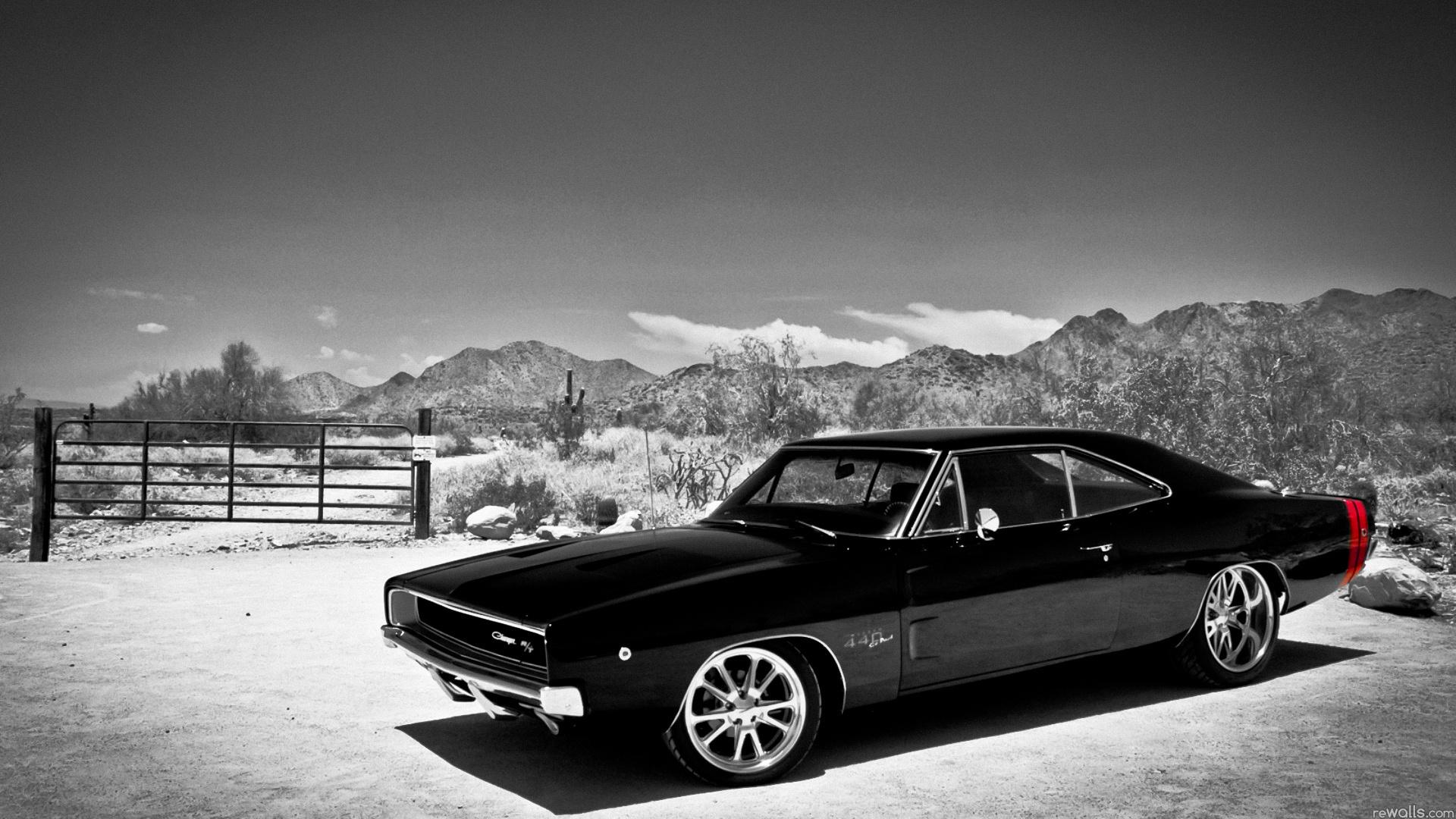 Muscle car nero vintage deserto, 1920x1080 Full HD 1080p, PC