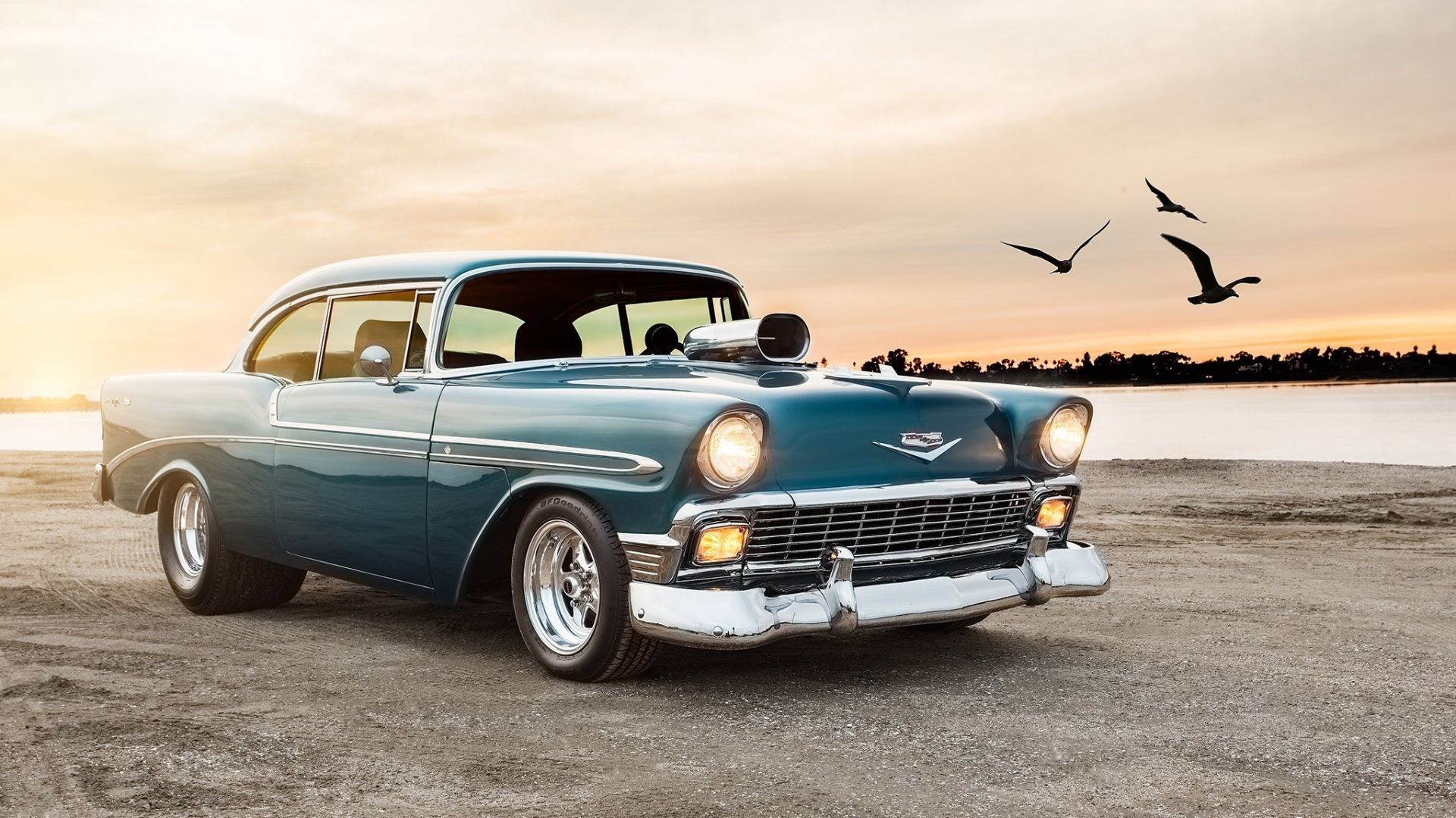 Muscle car vintage blu Chevrolet, 1920x1080 Full HD 1080p, PC Desktop