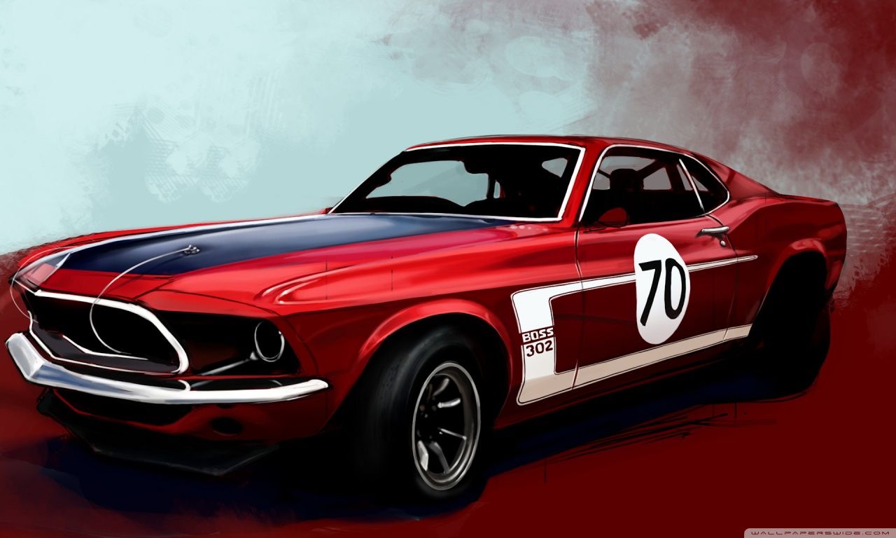 Mustang rossa vintage da corsa, 1280x768 HD, ROG Asus Laptop