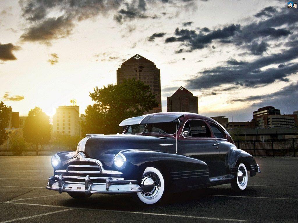Auto vintage nera al tramonto, 1024x768 HD, PC Desktop