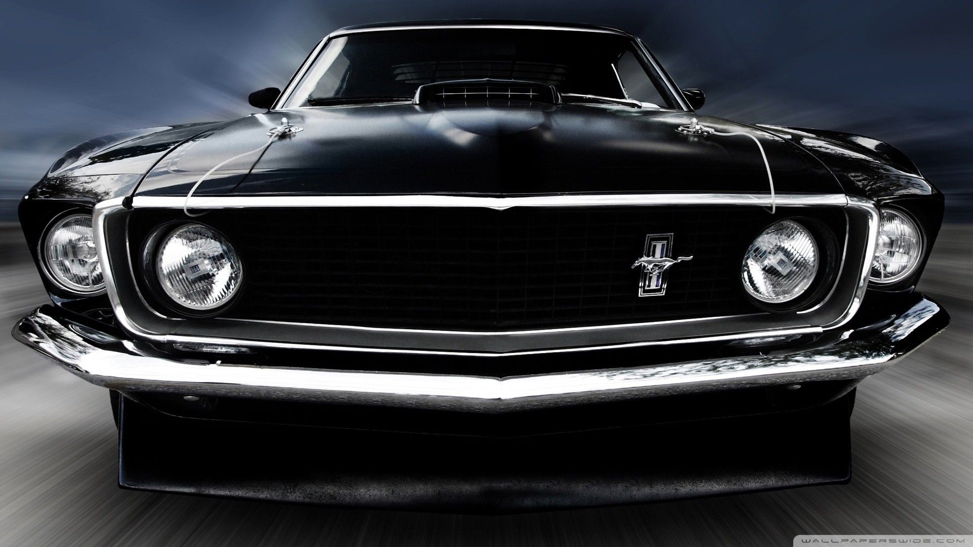 Ford Mustang nera vintage, 1920x1080 Full HD, PC Desktop