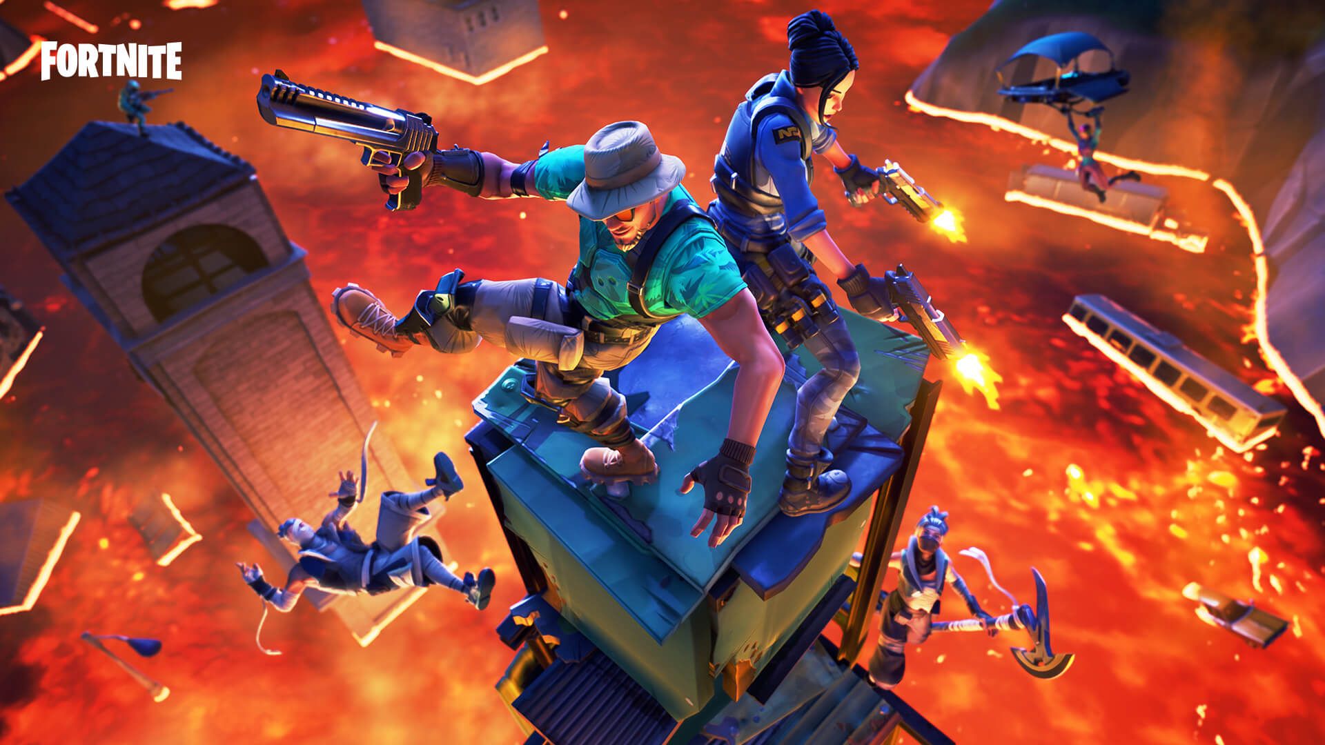 Personaggio Fortnite salto vulcano, battle royale, 1920x1080 Full HD, Desktop