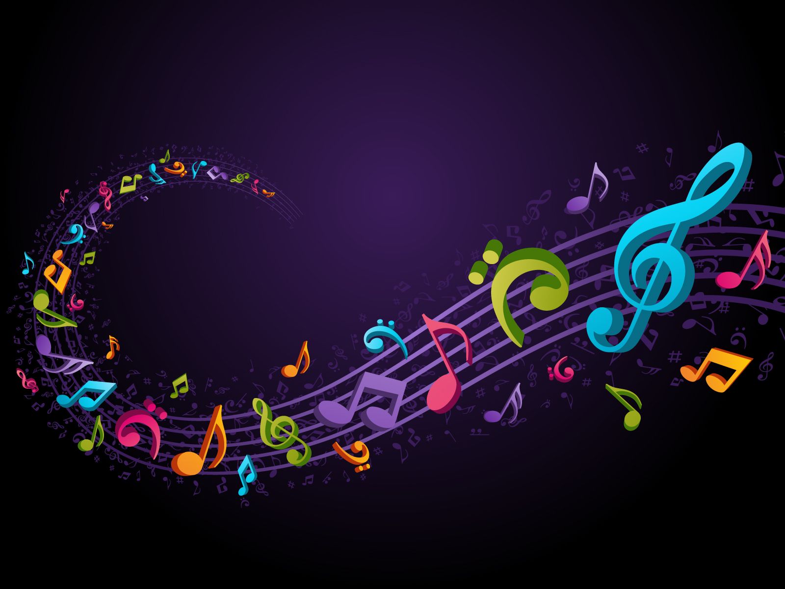note musicali colorate viola, 1600x1200 HD Ready, PC